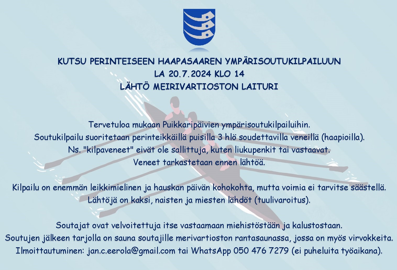 KUTSU PERINTEISEEN HAAPASAAREN YMPÄRISOUTUKILPAILUUN 2024